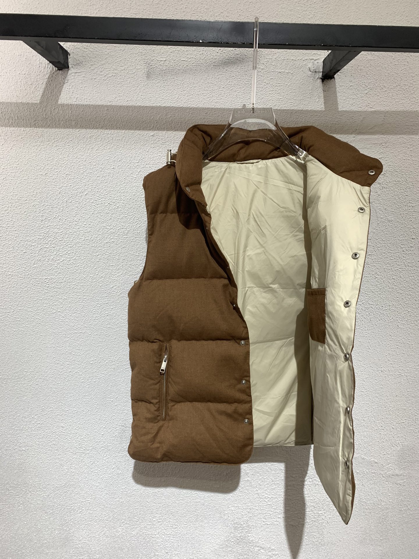 羽绒服 Zz洁尼亚🏠秋冬新款立领羽绒马甲（帽子可拆卸）开模定制五金辅料，羊毛混纺面料，内里填充白鸭绒，简