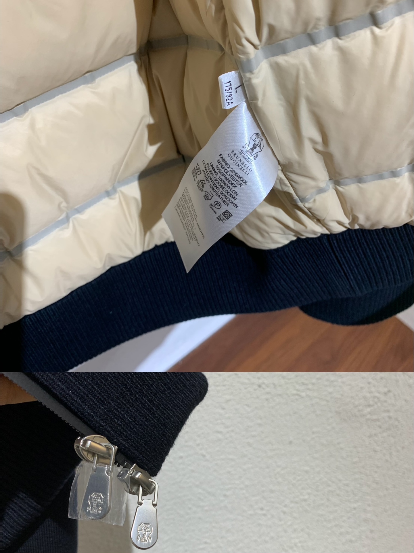 羽绒服 BC🏡男士连帽羽绒服外套「帽子可隐藏」拼接面料设计，采用优质羊毛混纺面料，同时融合其他纤维提升耐