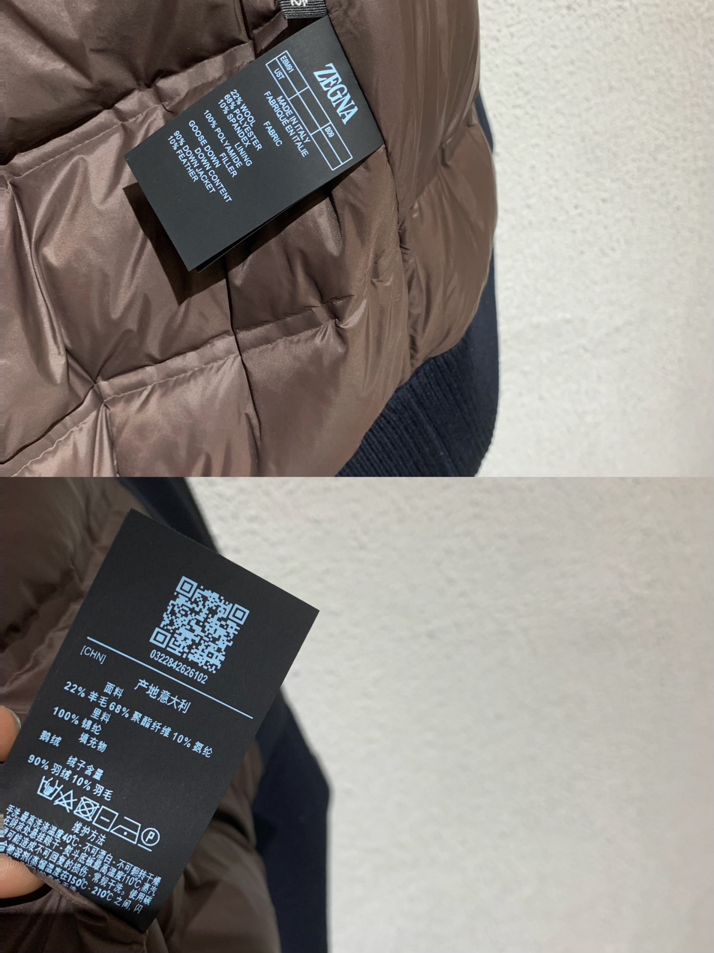 羽绒服 ZE/杰亚🏡男士新款连帽羽绒服外套，拼接面料设计～定制五金辅料，采用优质羊毛混纺面料，同时融合其