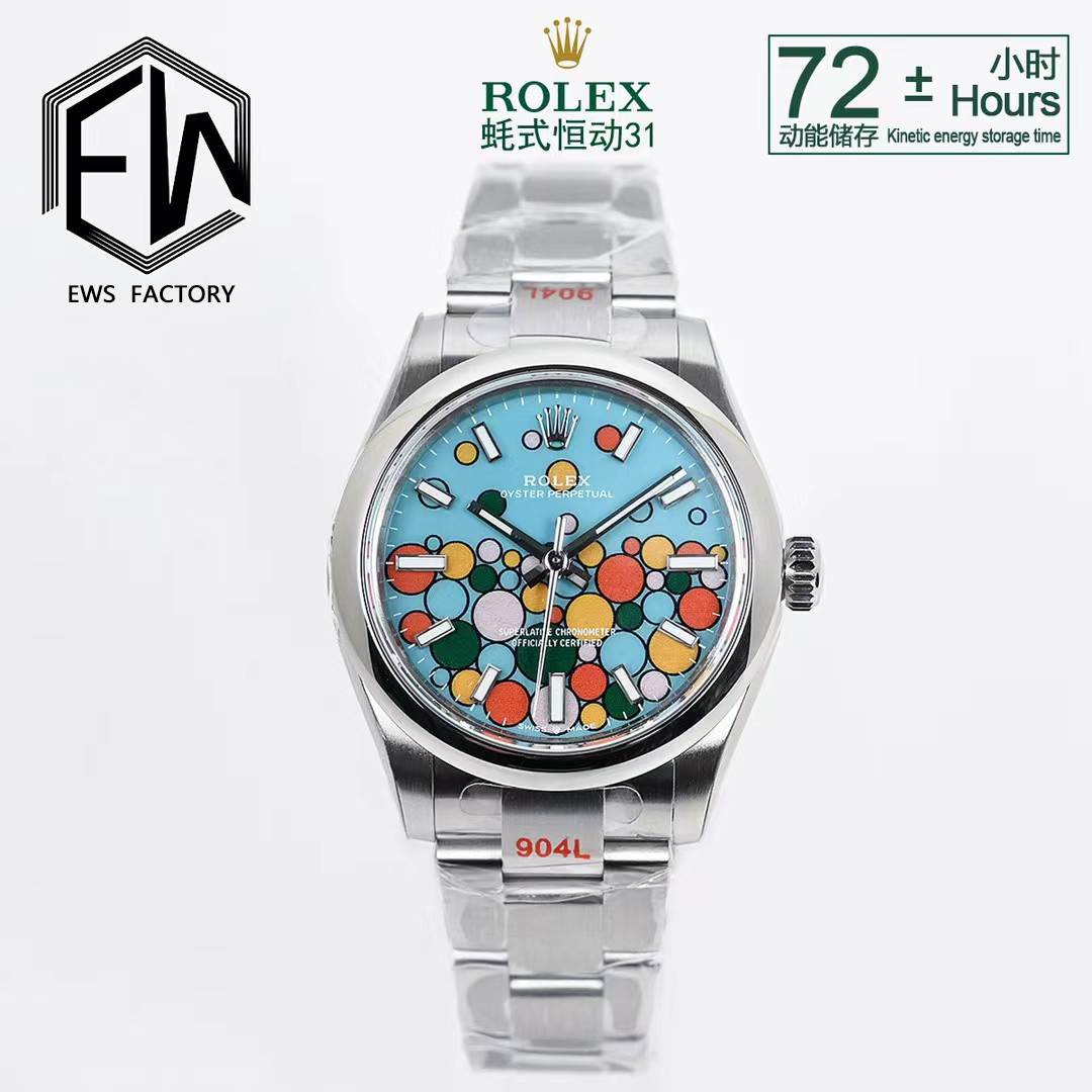 NO:687717,EWS Oyster Perpetual Datejust 31 series 1. Equipped with Swiss imported movements, the quality is stable and reliable; 2. The same thickness as the original, 10.9mm, watch diameter: 31mm; [Correction of other versions on the market, incorrect size and thickness, fake at first glance] 3. Sapphire mirror, calendar font matching original version; 4. One-piece middle case, screw-in bottom cover and winding crown;  5 Top-notch workmanship, each strap fits perfectly with the lugs, giving the wrist the highest comfort; every extreme detail is the sincerity of the EWS factory's ingenuity!  !  ,19860909EWS蚝式恒动日志型31系列 1搭配瑞士进口机芯,品质稳定可靠； 2与原装一致厚度10.9mm表径31mm；【修正市场其它版本不足,市场其它版本尺寸厚度不对,一眼假】 3蓝宝石表镜,日历字体对版原版； 4 一体成型中层表壳,旋入式底盖及上链表冠； 5顶级做工,每条表带与表耳完美契合,给予手腕最高的舒适度； 每个极致的细节都是EWS工厂匠心开发的诚意！！,,Watch