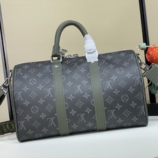 【顶级原单】【KEEPALL BANDOULIÈRE 35 手袋】M28639 黑花/绿色 本款 Keepall Ban 【顶级原单】【KEEPALL BANDOULIÈRE 35 手袋】M28639 黑花/绿色 本款 Keepall Ban