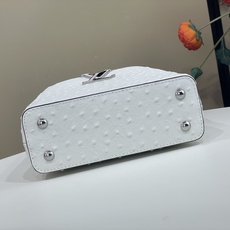 【顶级原单】【Capucines mini 手袋 】M48865 白色/粉色(编织手柄-牛皮压鸵鸟纹) 高贵的鸵鸟皮纹 【顶级原单】【Capucines mini 手袋 】M48865 白色/粉色(编织手柄-牛皮压鸵鸟纹) 高贵的鸵鸟皮纹