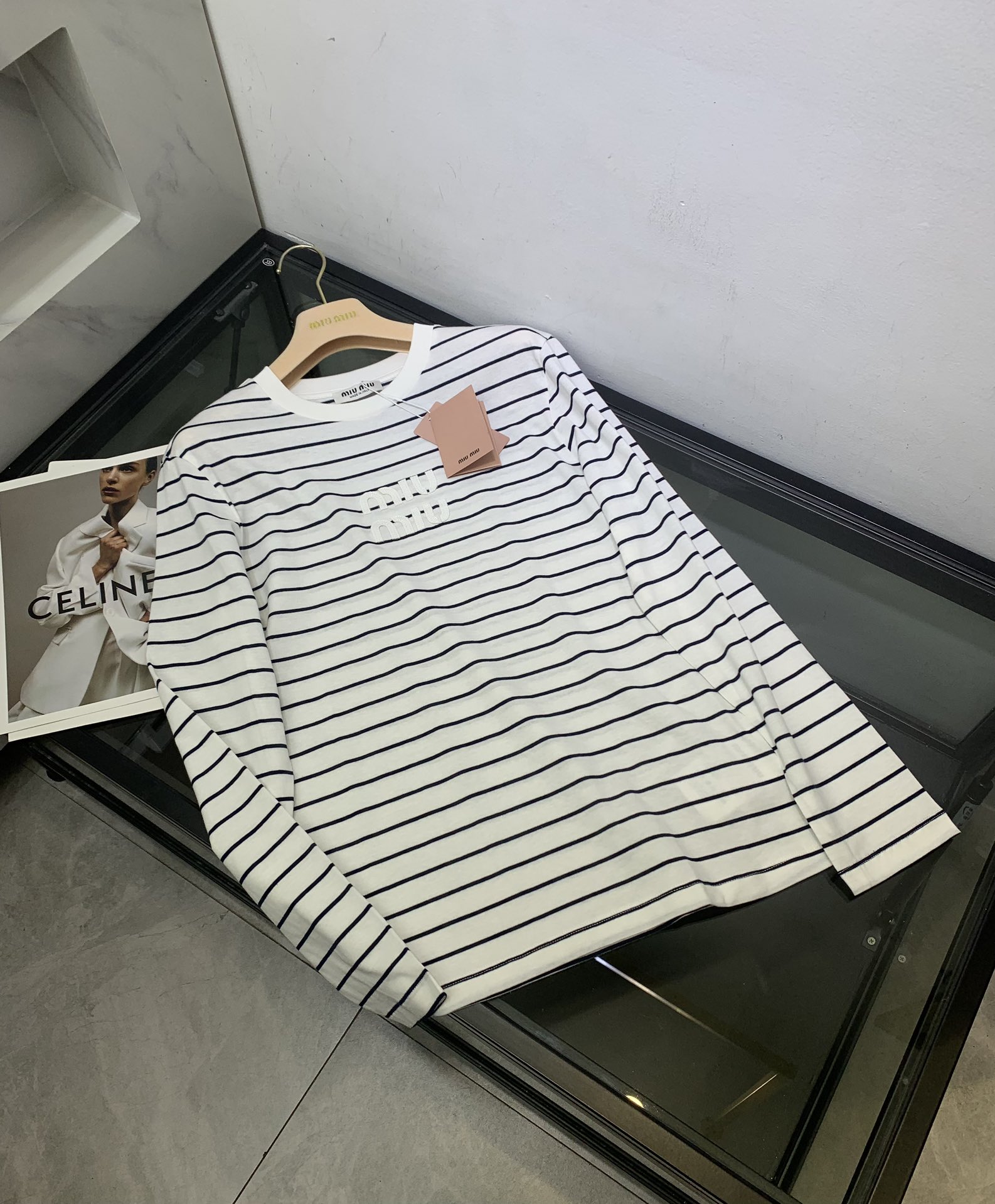 MiuMiu Ropa Camiseta Blanco Algodón Colección de otoño Manga larga