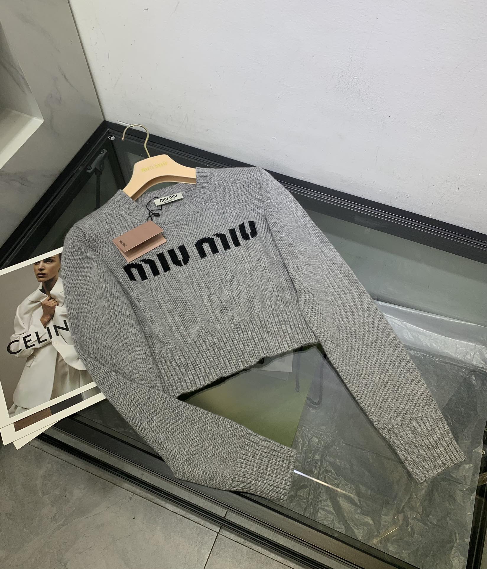 MiuMiu Ropa Sudaderas Negro Gris Tejido Lana Colección de otoño