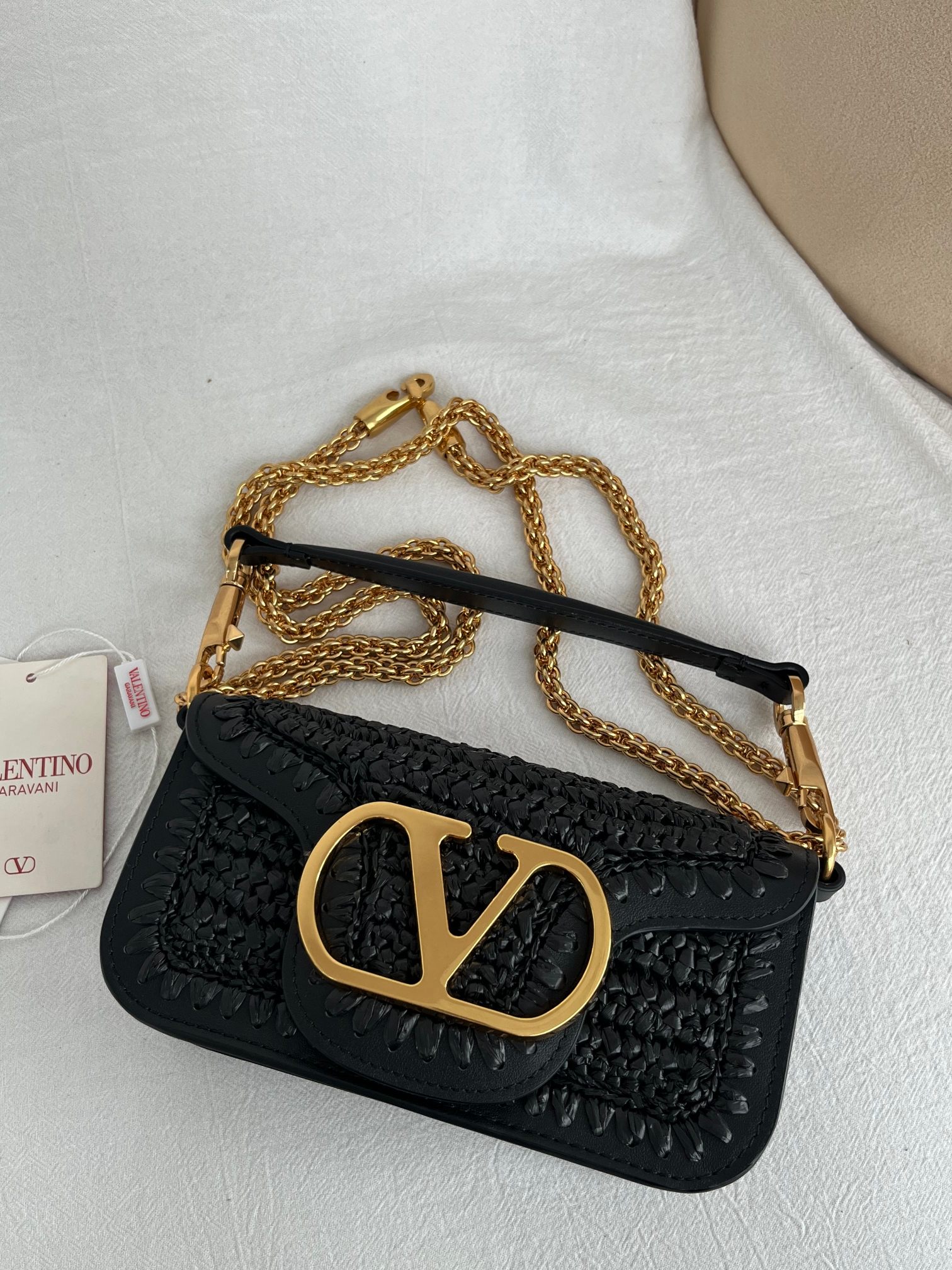 Valentino Black Braided Flap Shoulder Bag