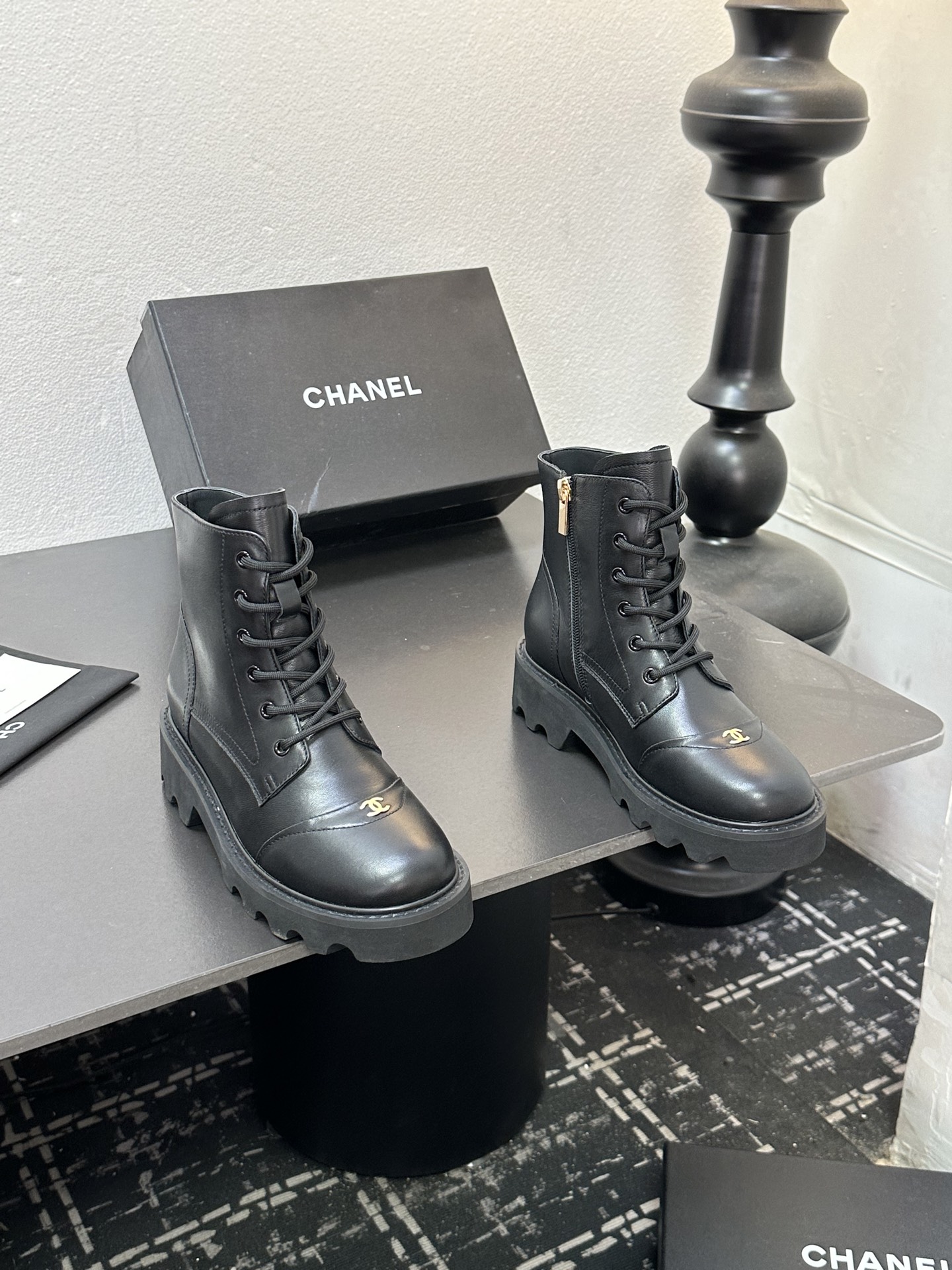 Black Lace Up Ankle Boots