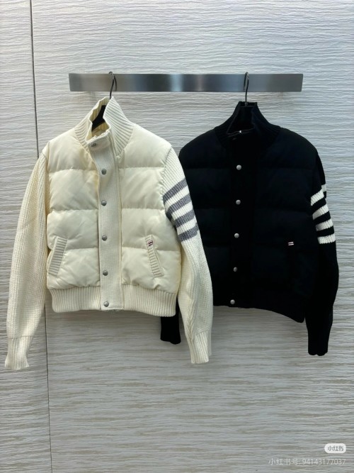 Thom Browne Women's Down Jacket with Knit Collar and Trim 1 Thom Browne Women's Down Jacket with Knit Collar and Trim