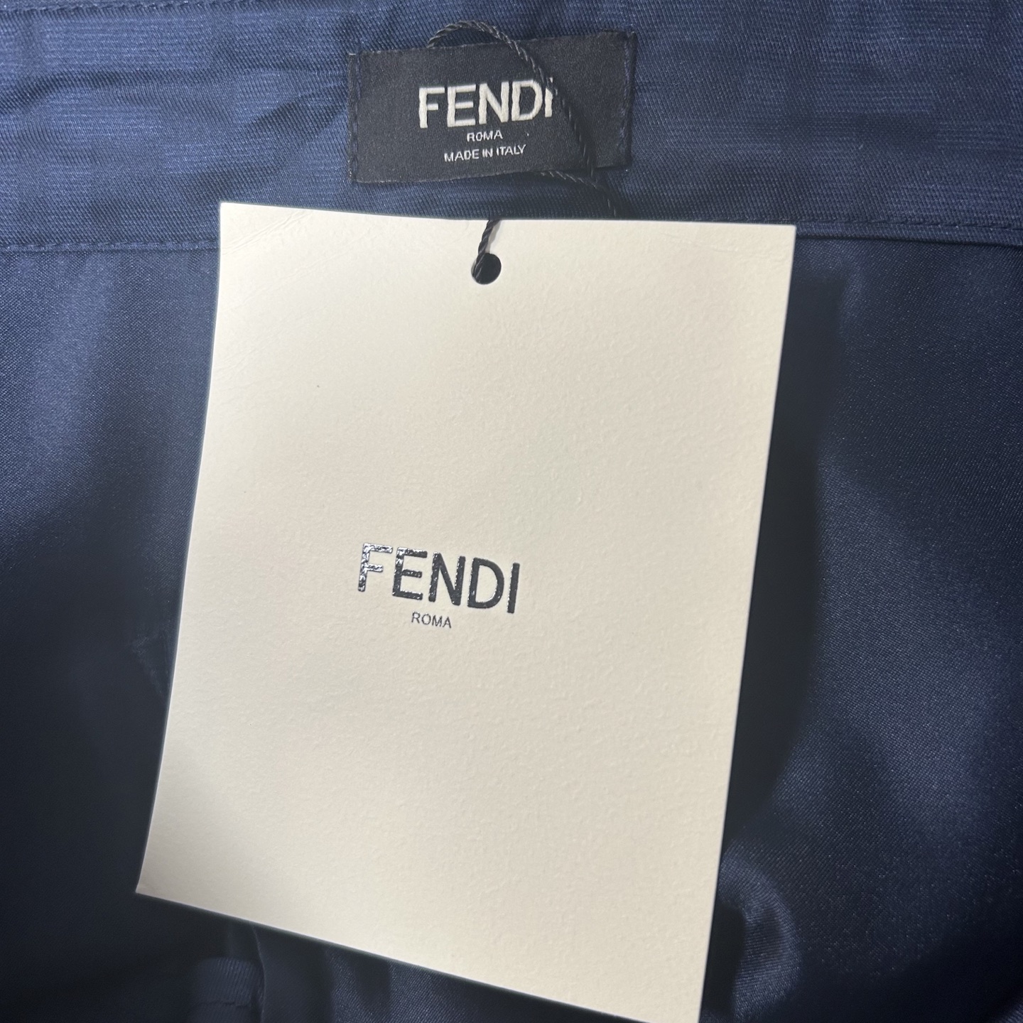 Fendi FF Logo Lyocell Blend Short Sleeve Shirt - Deep Blue, Elegant Design 11 i1741843732271 8034 0 9