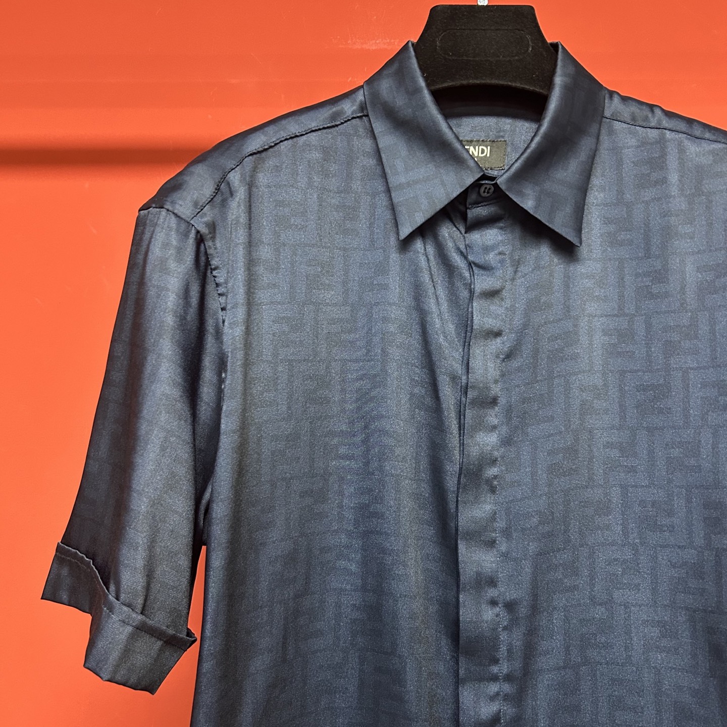 Fendi FF Logo Lyocell Blend Short Sleeve Shirt - Deep Blue, Elegant Design 3 i1741844232032 1895 0 1