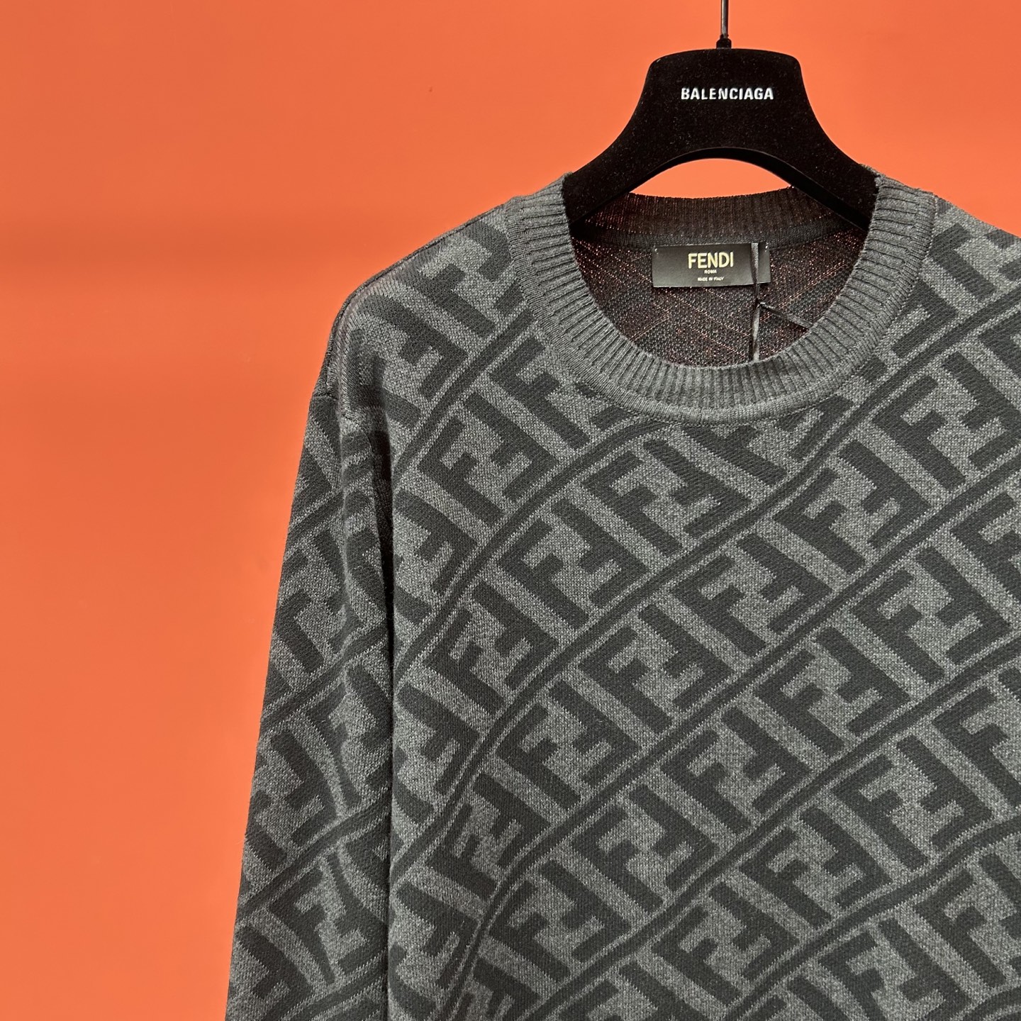 Fendi Jacquard FF Wool Blend Sweater - Black and Grey, Ribbed Edges 3 i1753079080718 1563 0 1