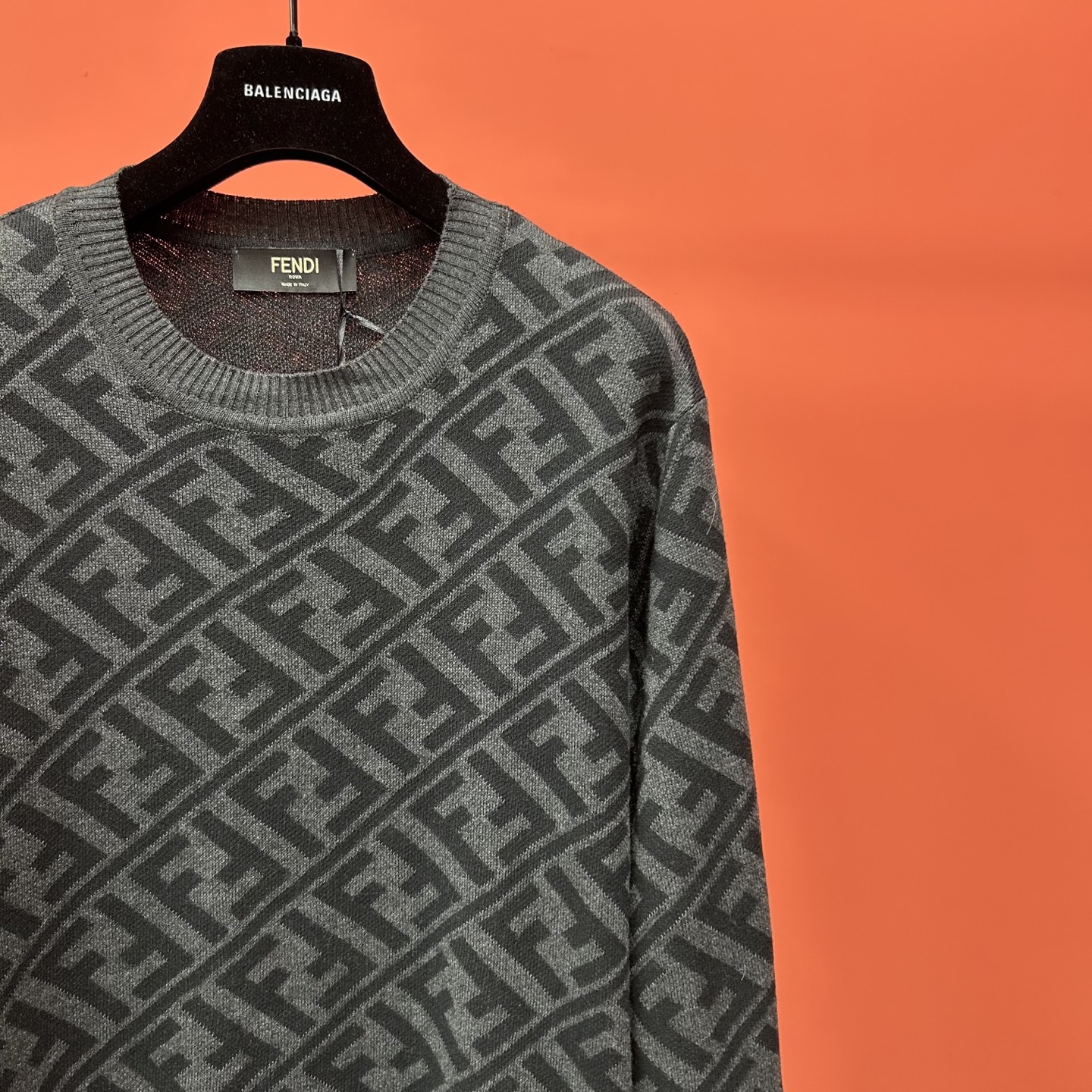 Fendi Jacquard FF Wool Blend Sweater - Black and Grey, Ribbed Edges 4 i1753079080718 2207 0 2