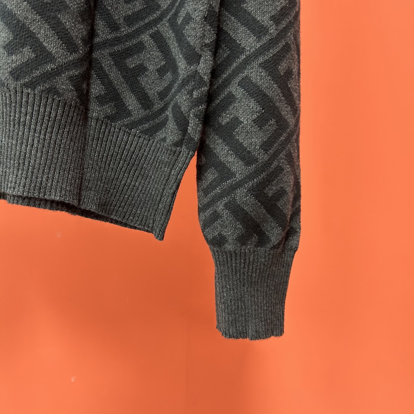 Fendi Jacquard FF Wool Blend Sweater - Black and Grey, Ribbed Edges 9 i1753079080718 7603 0 7
