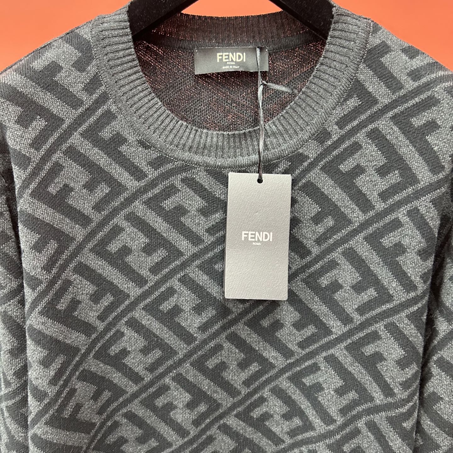 Fendi Jacquard FF Wool Blend Sweater - Black and Grey, Ribbed Edges 8 i1753079083048 1851 0 6