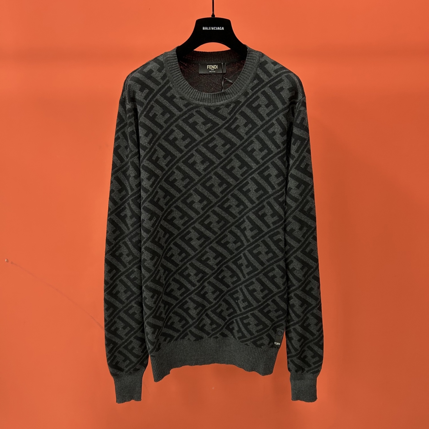 Fendi Jacquard FF Wool Blend Sweater - Black and Grey, Ribbed Edges 2 i1753079083174 4738 0 0