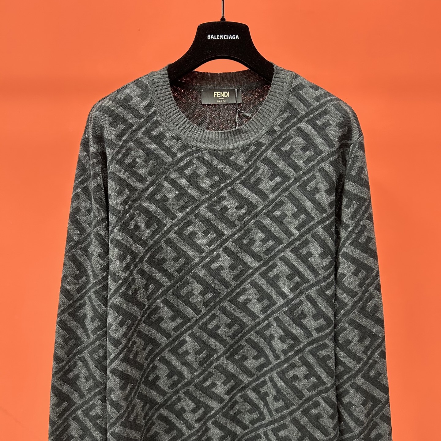Fendi Jacquard FF Wool Blend Sweater - Black and Grey, Ribbed Edges 5 i1753079083176 2602 0 3