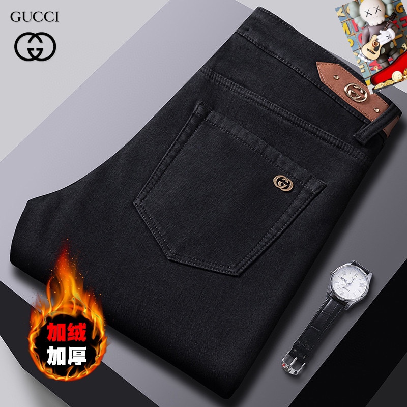  古奇 新品高端加绒牛仔裤 加绒厚款秋冬系列产品、男装修身牛仔裤💎高品质小脚裤、弹力纤维面料柔软有质感！