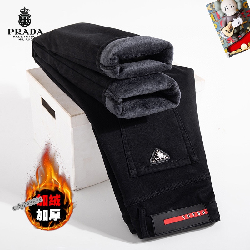  普拉达 新品高端加绒牛仔裤 加绒厚款秋冬系列产品、男装修身牛仔裤💎高品质小脚裤、弹力纤维面料柔软有质感