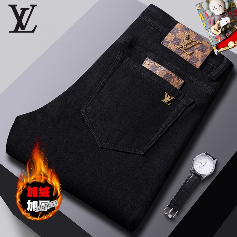  LV 新品高端加绒牛仔裤 加绒厚款秋冬系列产品、男装修身牛仔裤💎高品质小脚裤、弹力纤维面料柔软有质感！