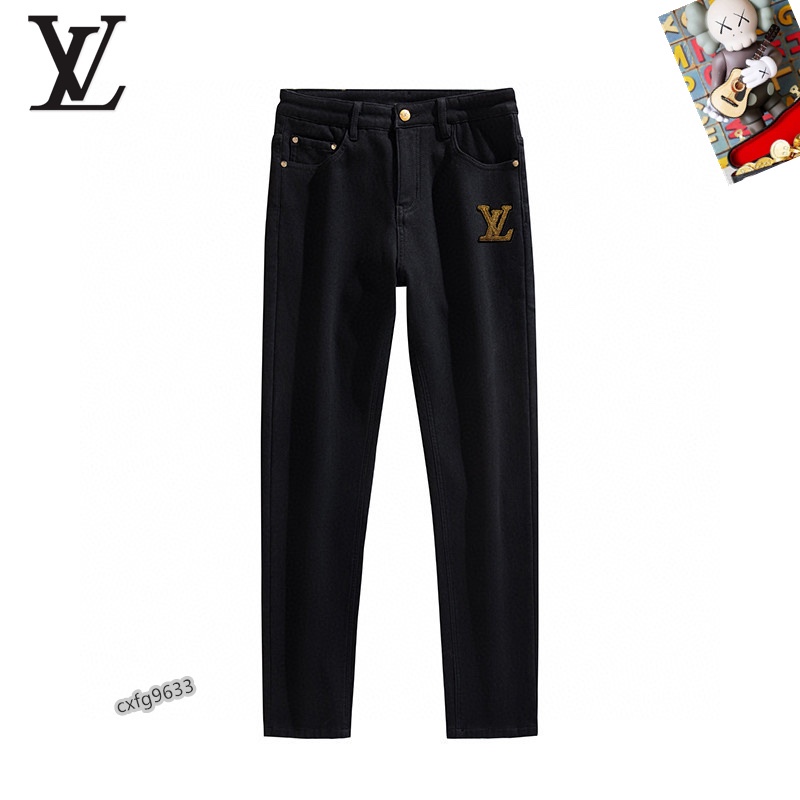  LV 新品高端加绒牛仔裤 加绒厚款秋冬系列产品、男装修身牛仔裤💎高品质小脚裤、弹力纤维面料柔软有质感！