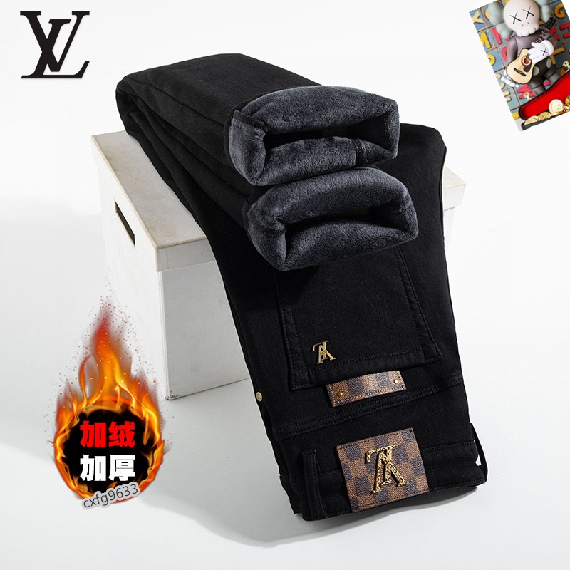  LV 新品高端加绒牛仔裤 加绒厚款秋冬系列产品、男装修身牛仔裤💎高品质小脚裤、弹力纤维面料柔软有质感！