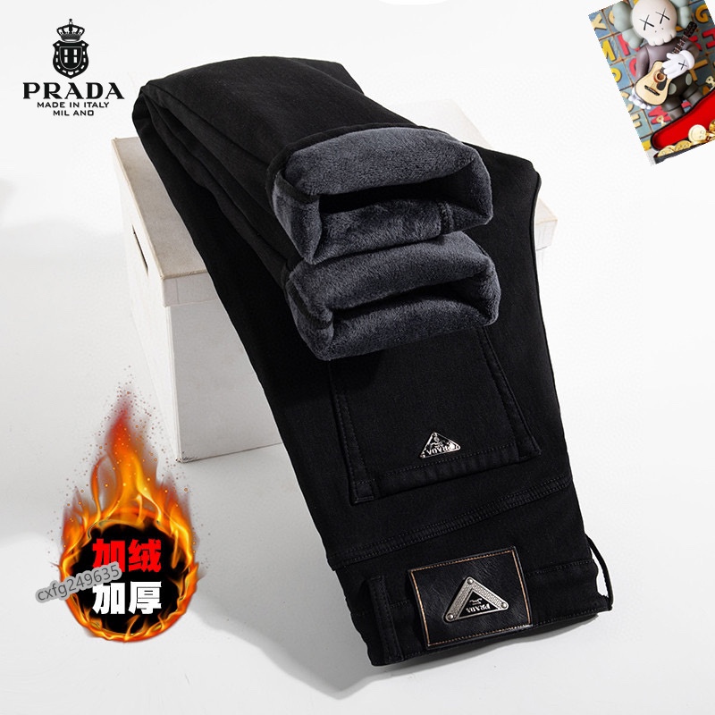  普拉达 新品高端加绒牛仔裤 加绒厚款秋冬系列产品、男装修身牛仔裤💎高品质小脚裤、弹力纤维面料柔软有质感