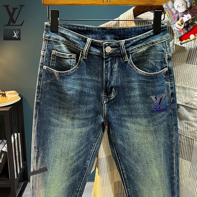  LV 新品高端加绒牛仔裤 加绒厚款秋冬系列产品、男装修身牛仔裤💎高品质小脚裤、弹力纤维面料柔软有质感！