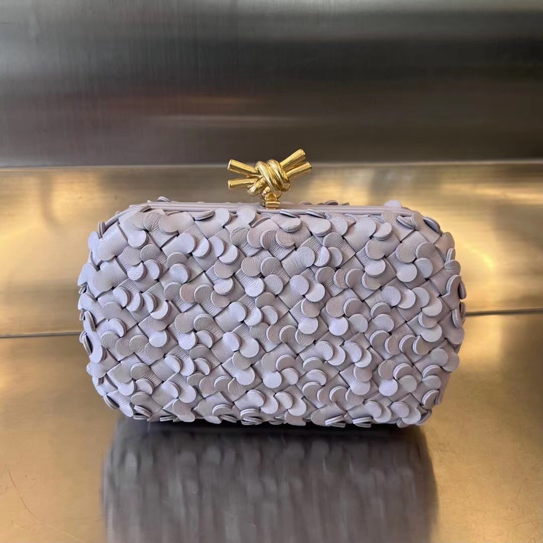 Bottega Veneta Lambskin Petal Weave Evening Bag Knot