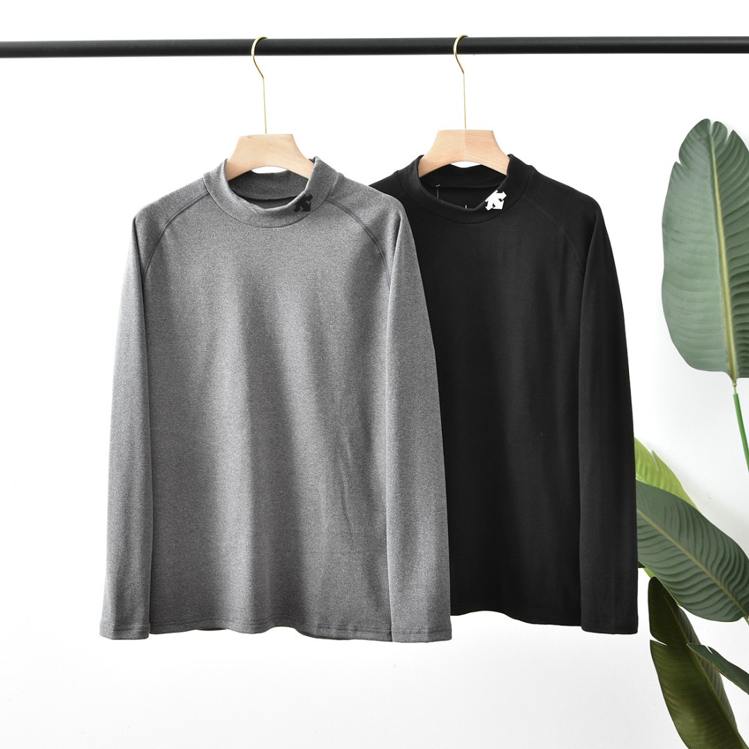 售后到明年）上新P95
进口双面德绒 强力保暖一件顶三件!
迪桑特男子半高领加厚长袖训练健身运动打底衫保暖内衣，进口双面磨毛德绒加厚面料!超强弹力！
颜色：黑色 深灰&nbsp;&nbsp; 尺码:&nbsp; L,XL,2XL,3XL
双面德绒打底保暖衣，采用超强弹力高端PRO，升级版强力伸缩 具有强力伸缩的同时， 装饰出最好的身体线条，还可以更好的保护你的肌肉，皮肤关节等等。
高弹力有助于改善运动灵活性！上身体验非常舒适，人体工程学设计，减少接缝与高磨损区域的接触，提升上身包裹性和舒适性，后部稍长的定型下摆设计！
3D立体硅胶小标logo，绝对的高品质好货，强烈推荐！喜欢运动健身的朋友们不要错过！