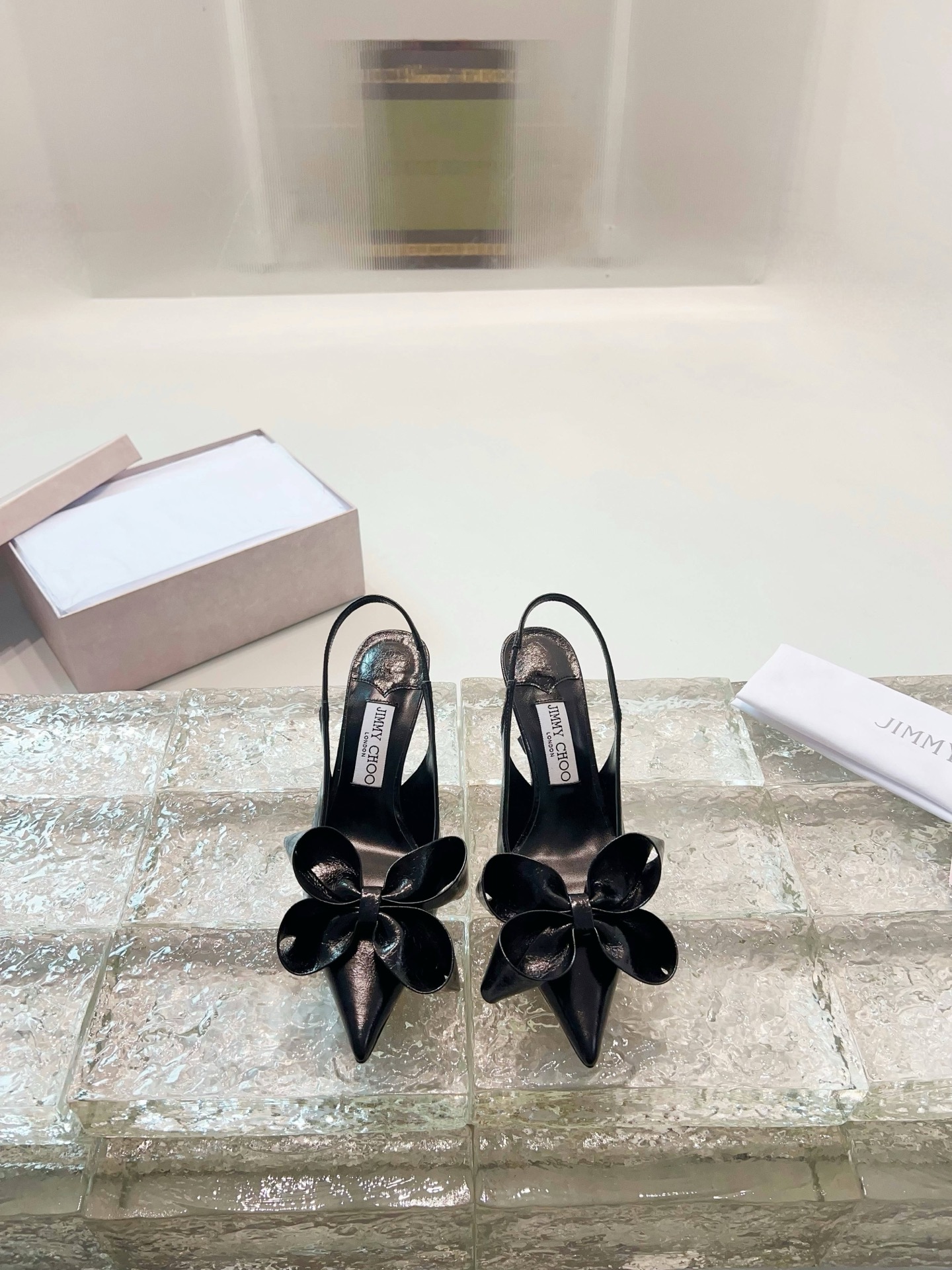 JIMMY CHOO hoge hakken sandalen Slingback sandalen pumps met puntneus kristallen bandjes + geïmporteerd lamsleer volledig nerf kristallen lamsleer