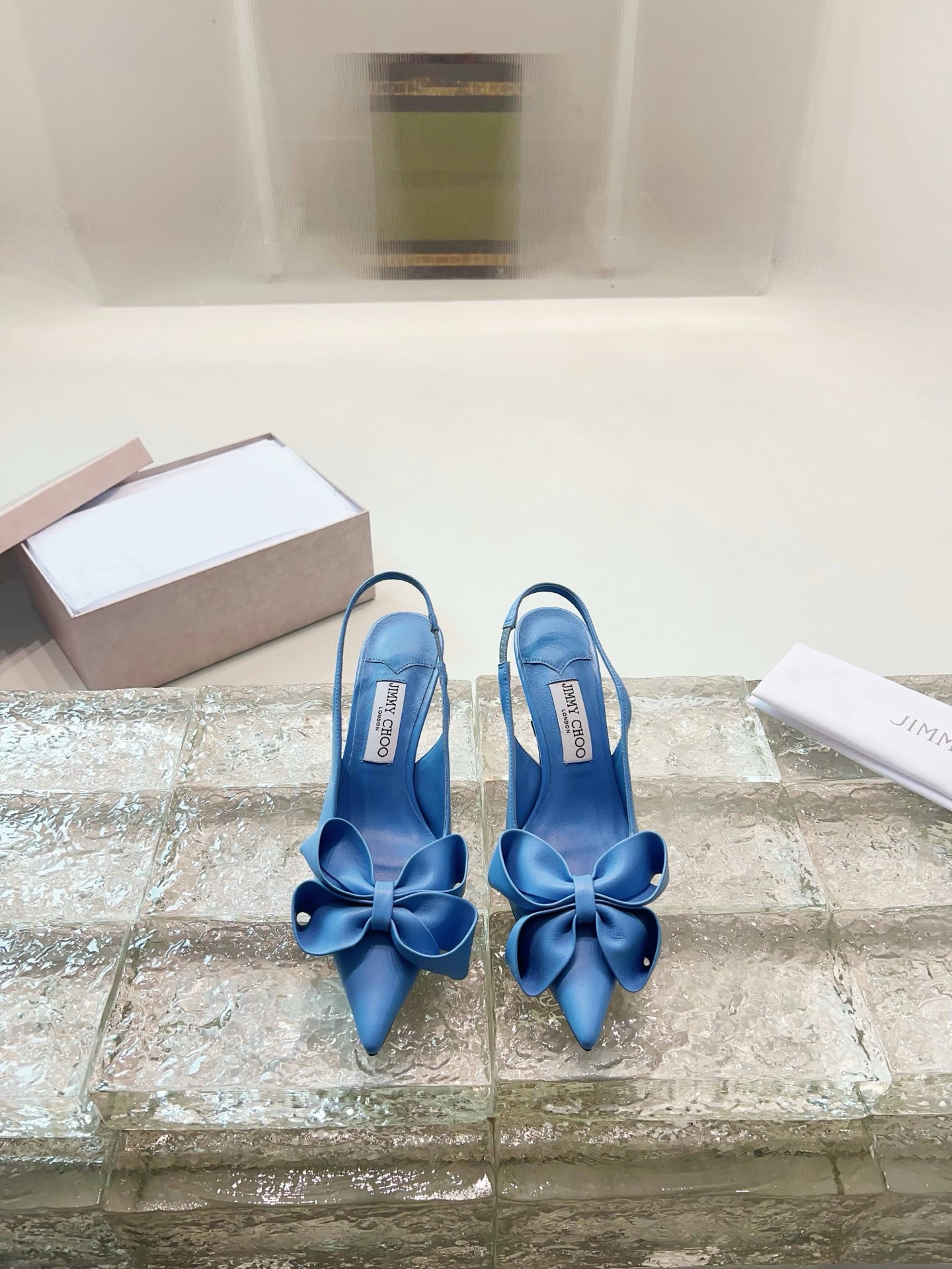 JIMMY CHOO hoge hakken sandalen Slingback sandalen pumps met puntneus kristallen bandjes + geïmporteerd schapenleer volledig nerf kristallen schapenleer
