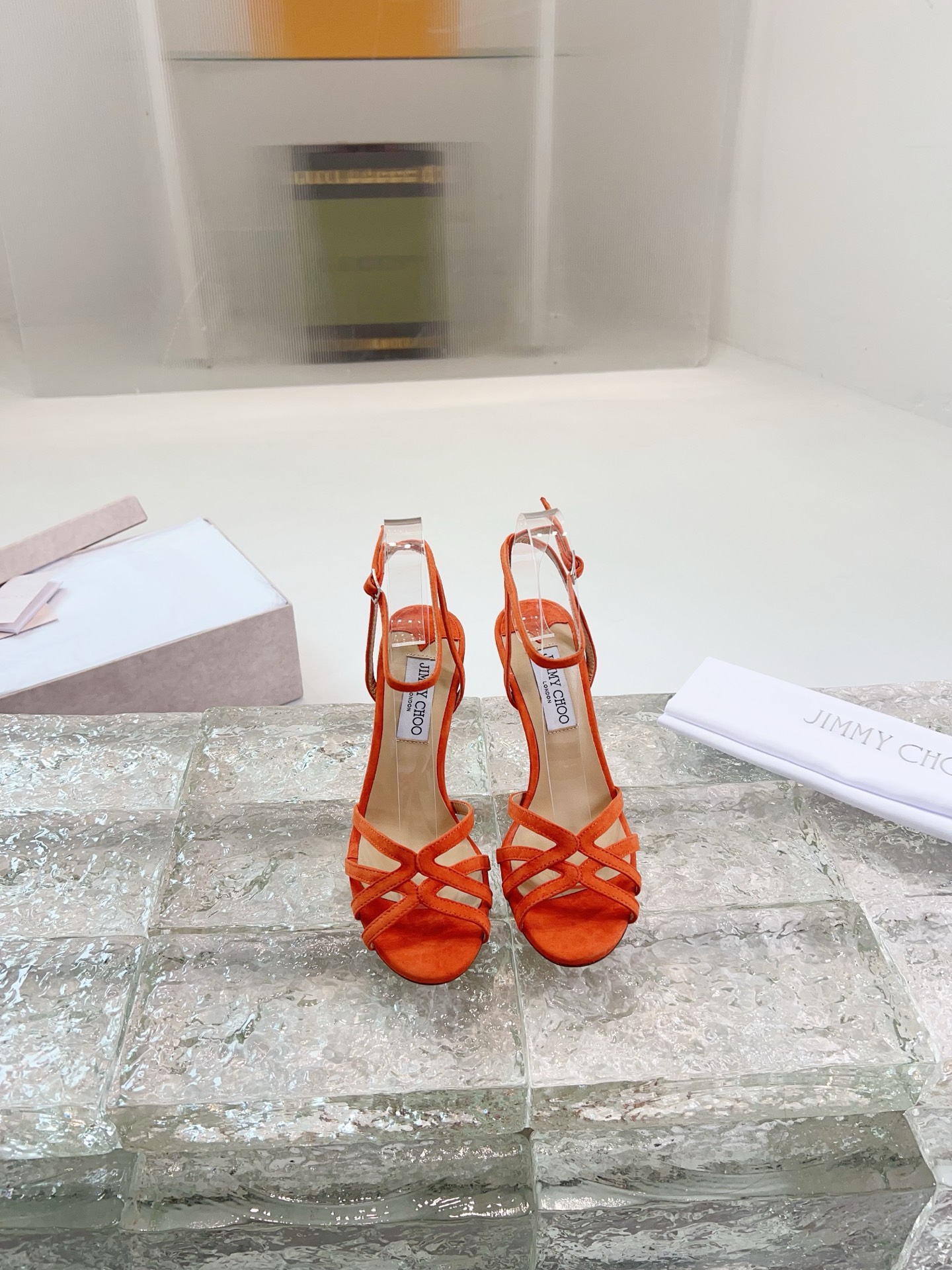 JIMMY CHOO hoge hakken sandalen Slingback sandalen pumps met puntneus kristallen bandjes + geïmporteerd lamsleer volledig nerf kristallen lamsleer