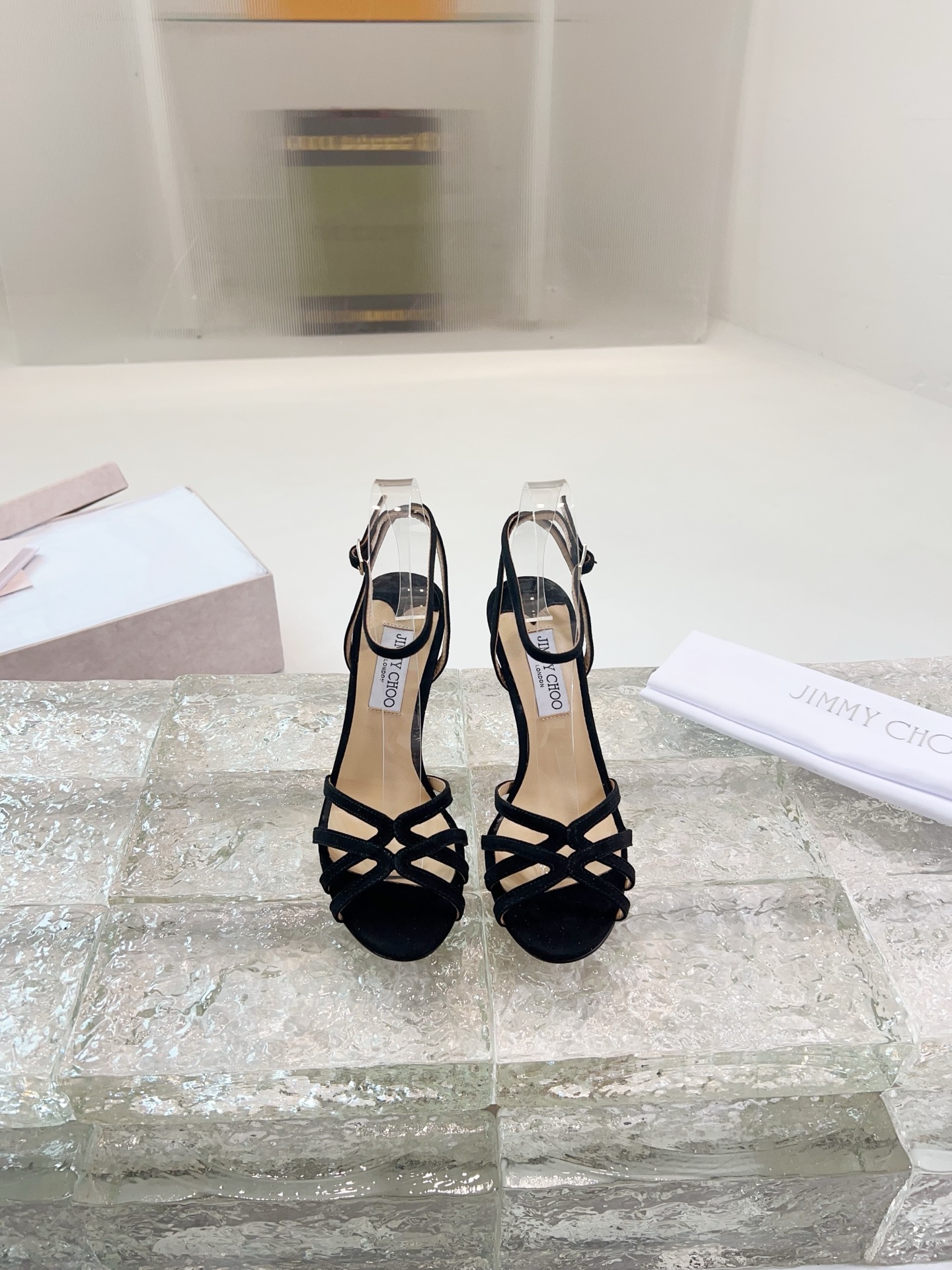 JIMMY CHOO hoge hakken sandalen Slingback sandalen pumps met puntige neus kristallen bandjes + geïmporteerd lamsleer volledig nerf kristallen lamsleer