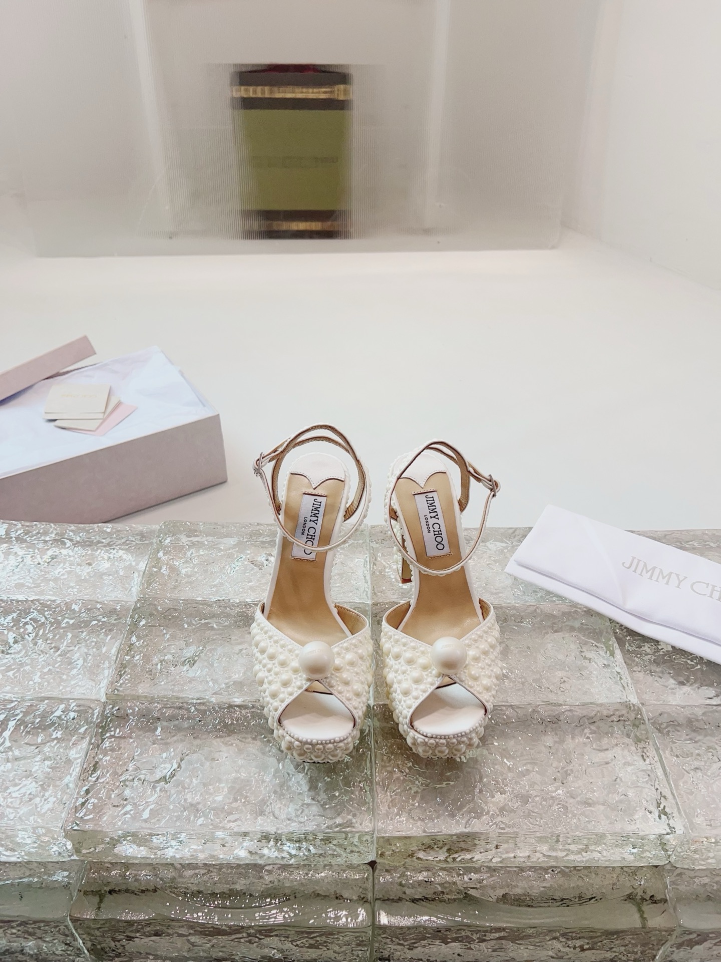 JIMMY CHOO hoge hakken sandalen Slingback sandalen pumps met puntige neus kristallen bandjes + geïmporteerd schapenleer volledig nerf kristallen schapenleer