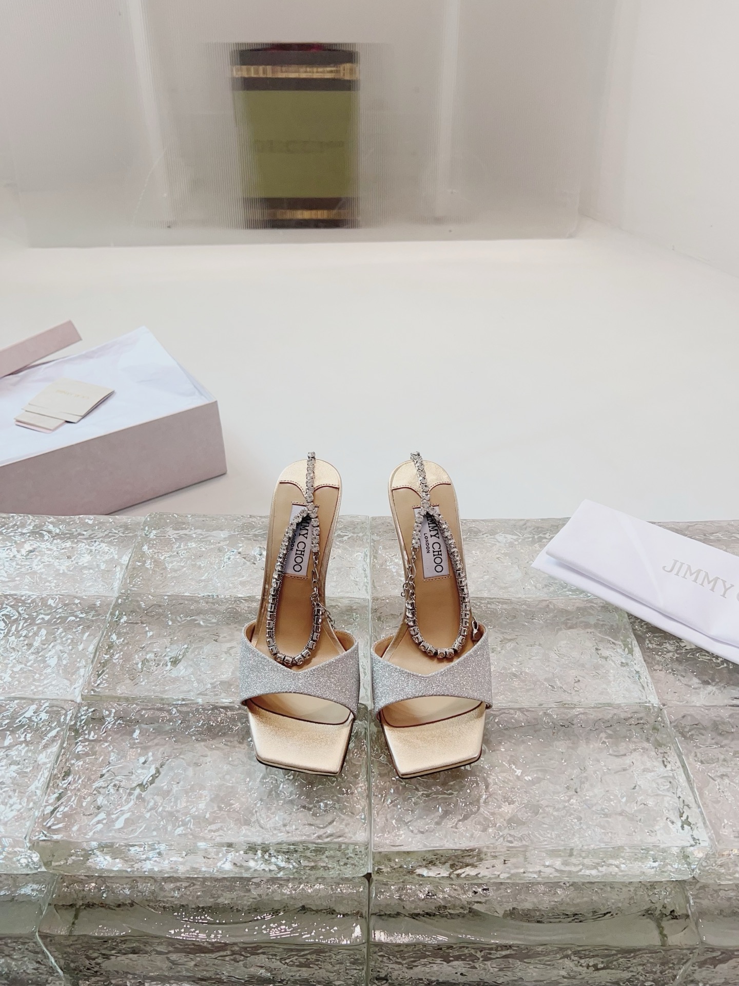JIMMY CHOO hoge hakken sandalen Slingback sandalen pumps met puntneus kristallen bandjes + geïmporteerd lamsleer volledig nerf kristallen lamsleer