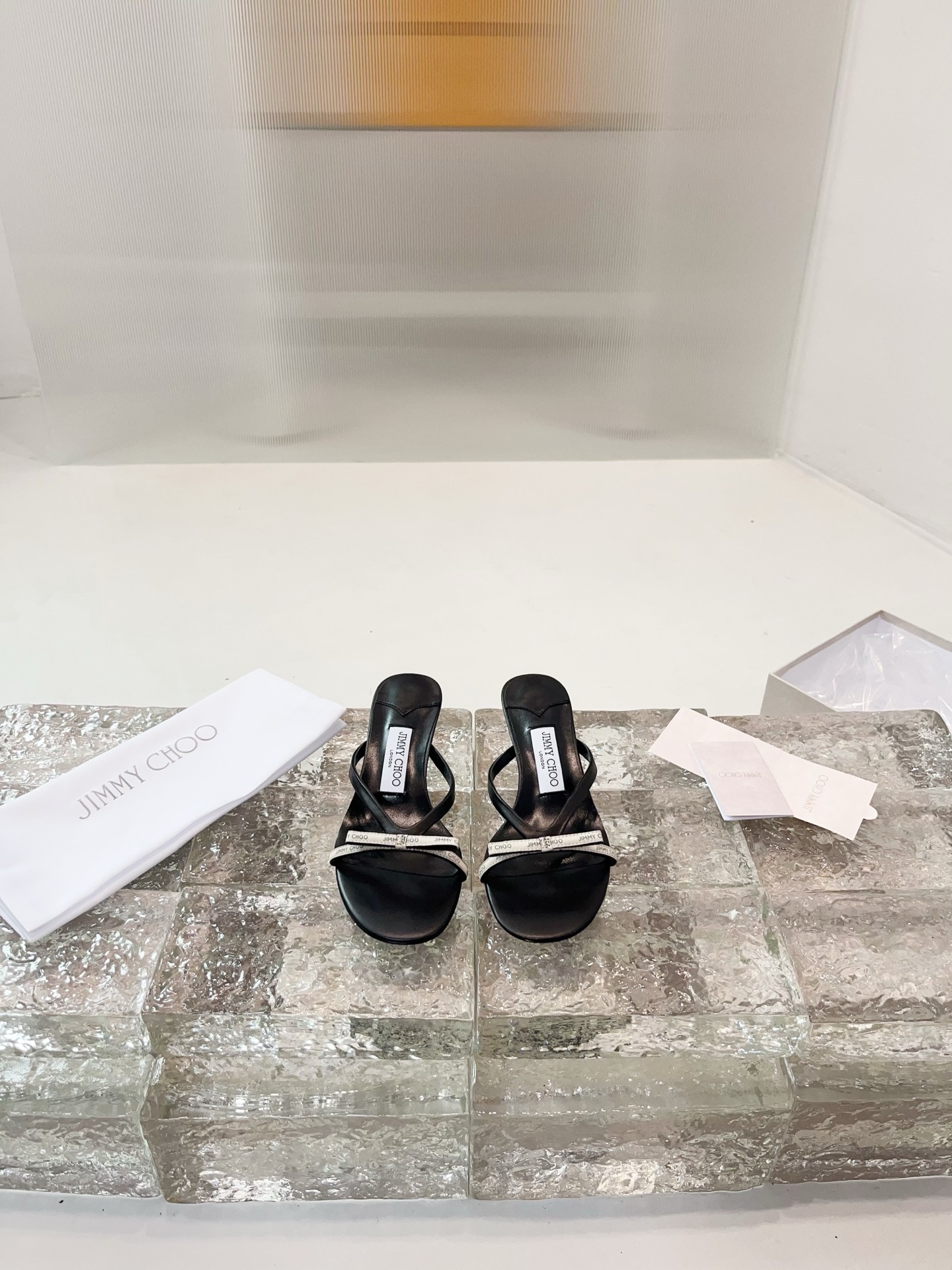 JIMMY CHOO High Heel Sandals Slingback Pointed Toe Pumps Crystal Straps + Imported Sheepskin Full-Grain Crystal Sheepskin