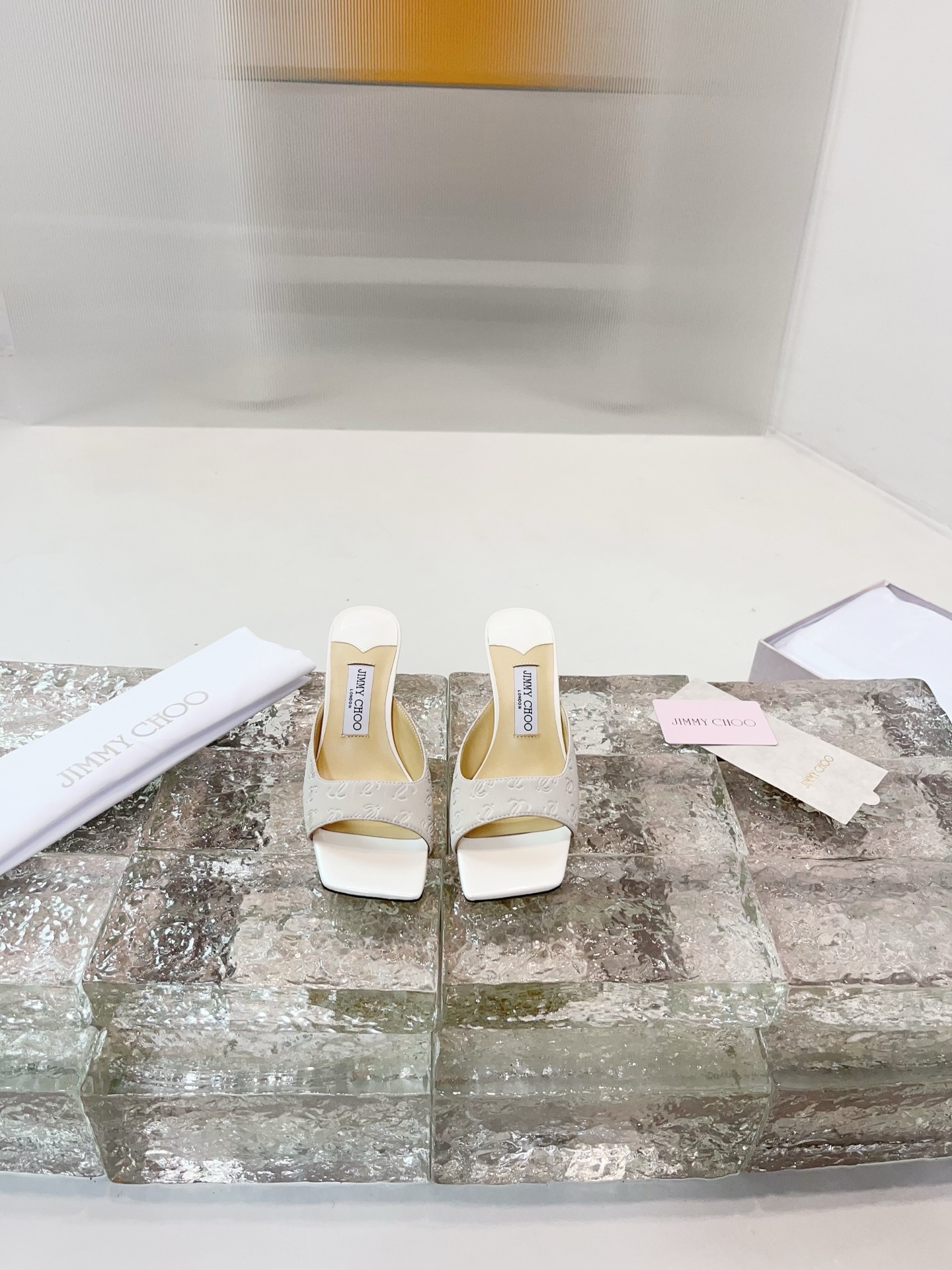 JIMMY CHOO High Heel Sandals Slingback Pointed Toe Pumps Crystal Straps + Imported Sheepskin Full Grain Crystal Sheepskin