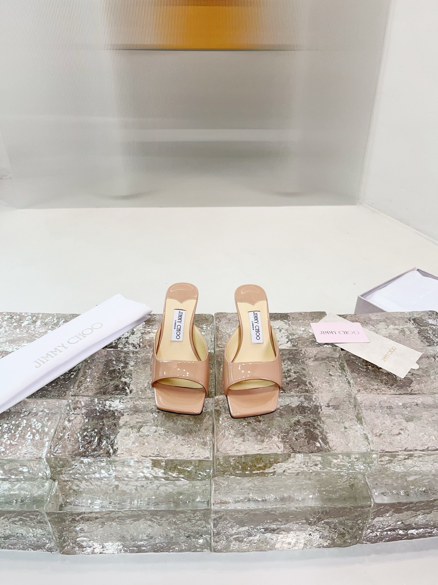 JIMMY CHOO High Heel Sandals Slingback Pointed Toe Pumps Crystal Straps + Imported Sheepskin Full Grain Crystal Sheepskin