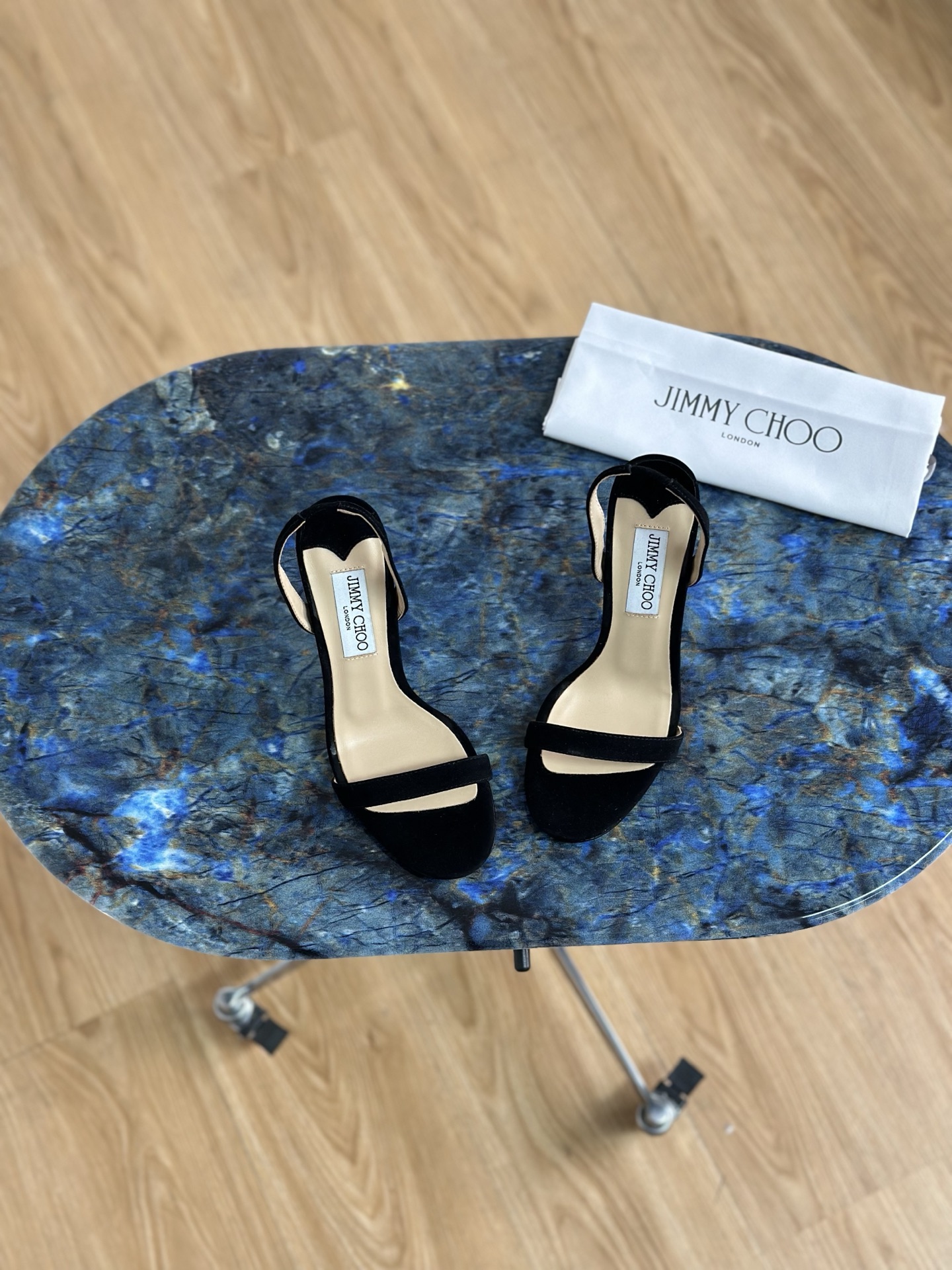 JIMMY CHOO Escarpins Sandales à talons Sandales à brides arrière Bout pointu Chaussures décolletées Brides en cristal + cuir de mouton importé Cuir de mouton grainé cristal