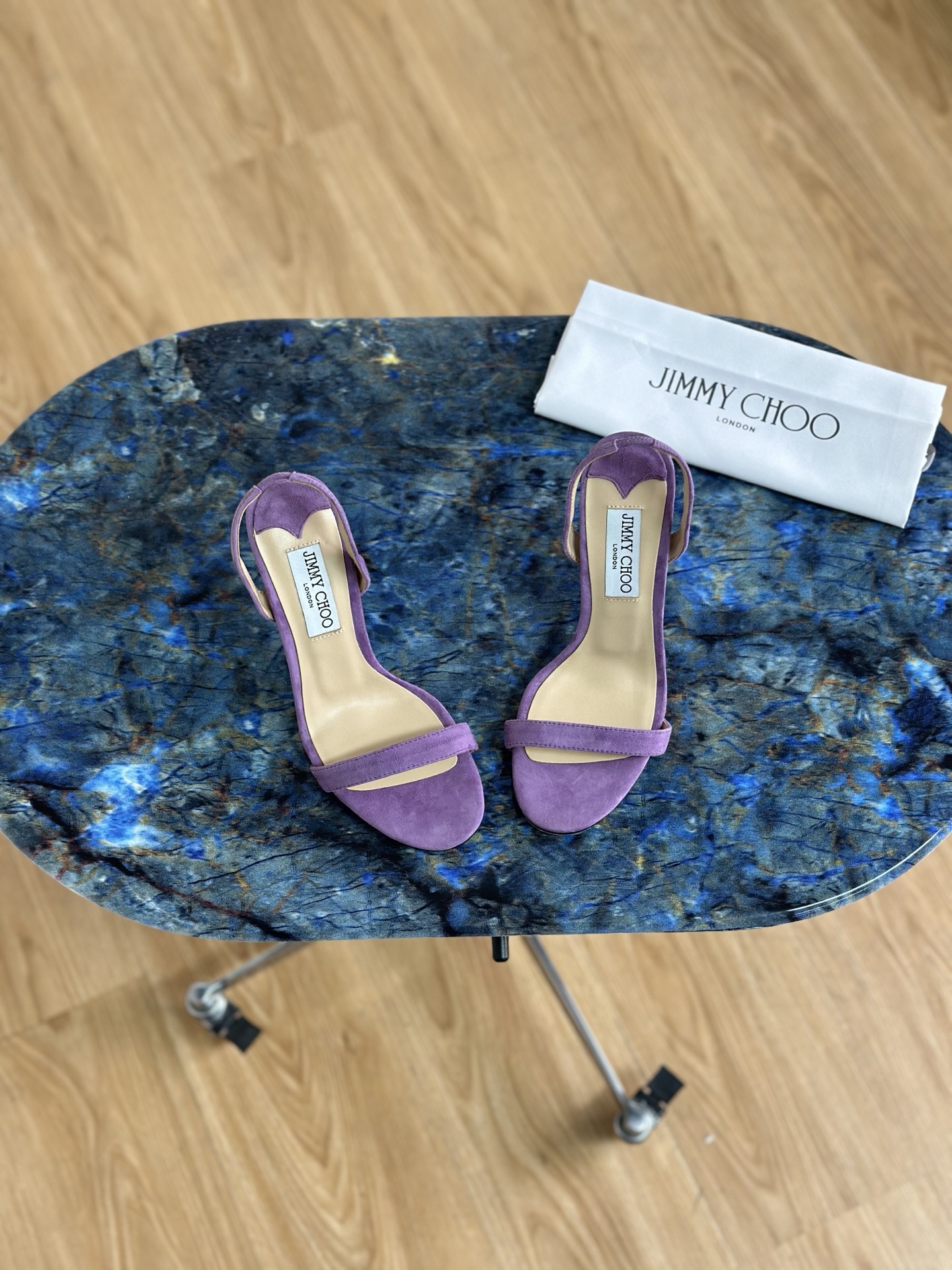 JIMMY CHOO Escarpins Sandales à talons Sandales à brides arrière Bout pointu Chaussures décolletées Brides en cristal + cuir de mouton importé Cuir de mouton grainé cristal