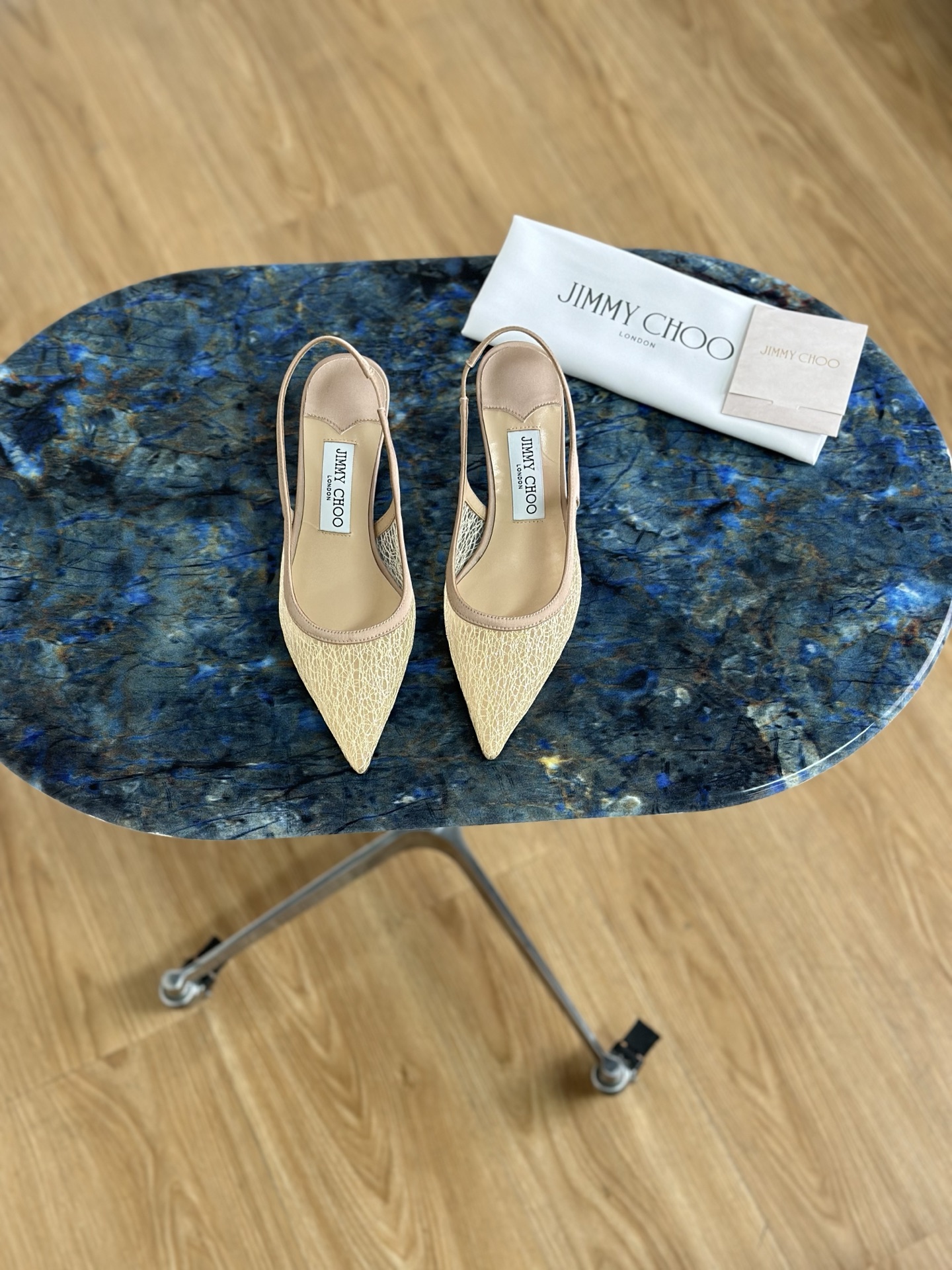 JIMMY CHOO Escarpins Sandales à talons Sandales ouvertes à l'arrière Escarpins à bout pointu avec brides en cristal + cuir de mouton importé Cuir de mouton pleine fleur avec cristaux