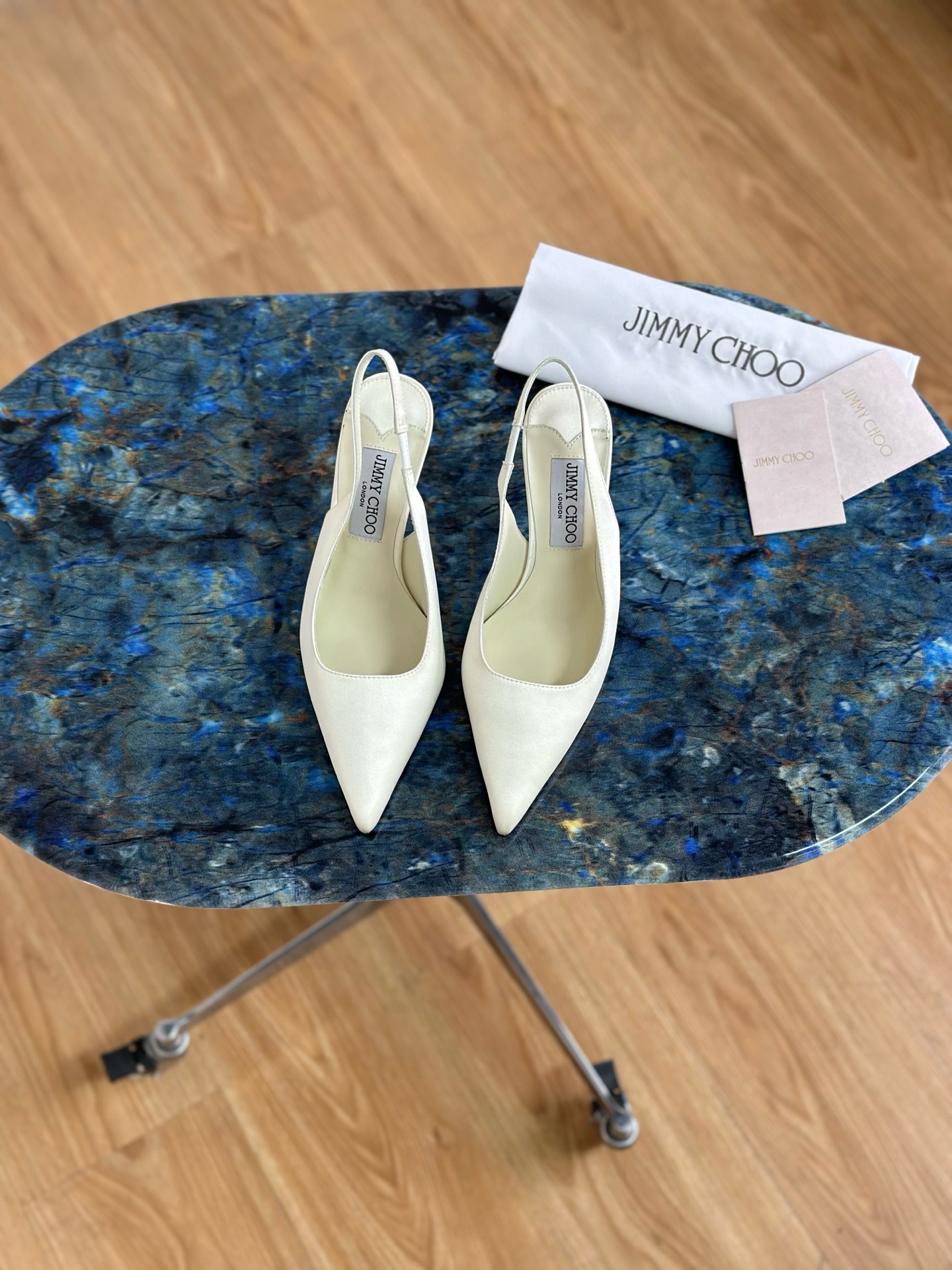 JIMMY CHOO Escarpins Sandales à talons Sandales ouvertes à l'arrière Escarpins à bout pointu Sangle en cristal + cuir de mouton importé Cuir de mouton grainé cristal