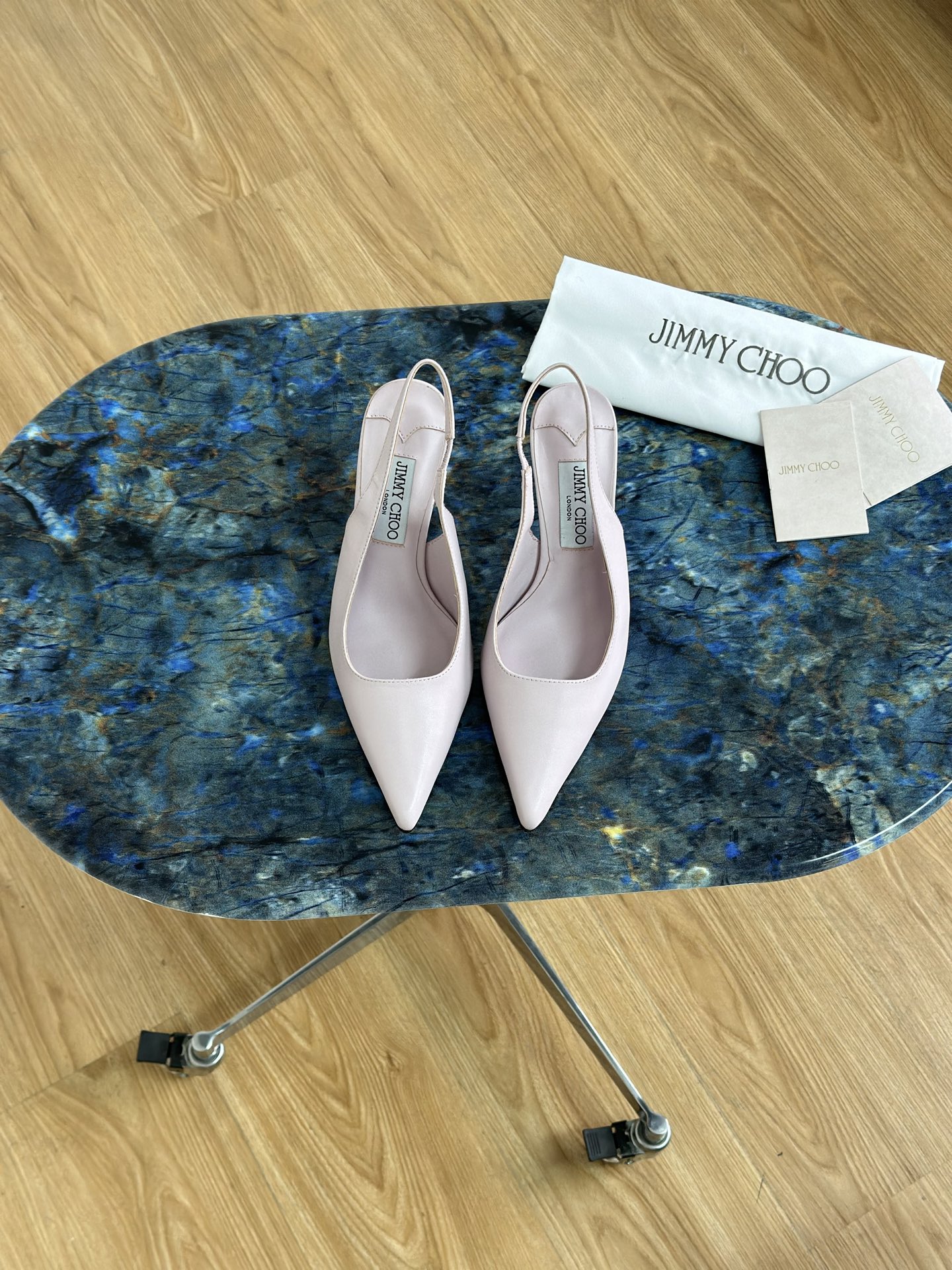 JIMMY CHOO Escarpins Sandales à talons Sandales ouvertes à l'arrière Escarpins à bout pointu Sangle en cristal + cuir de mouton importé Cuir de mouton grainé cristal