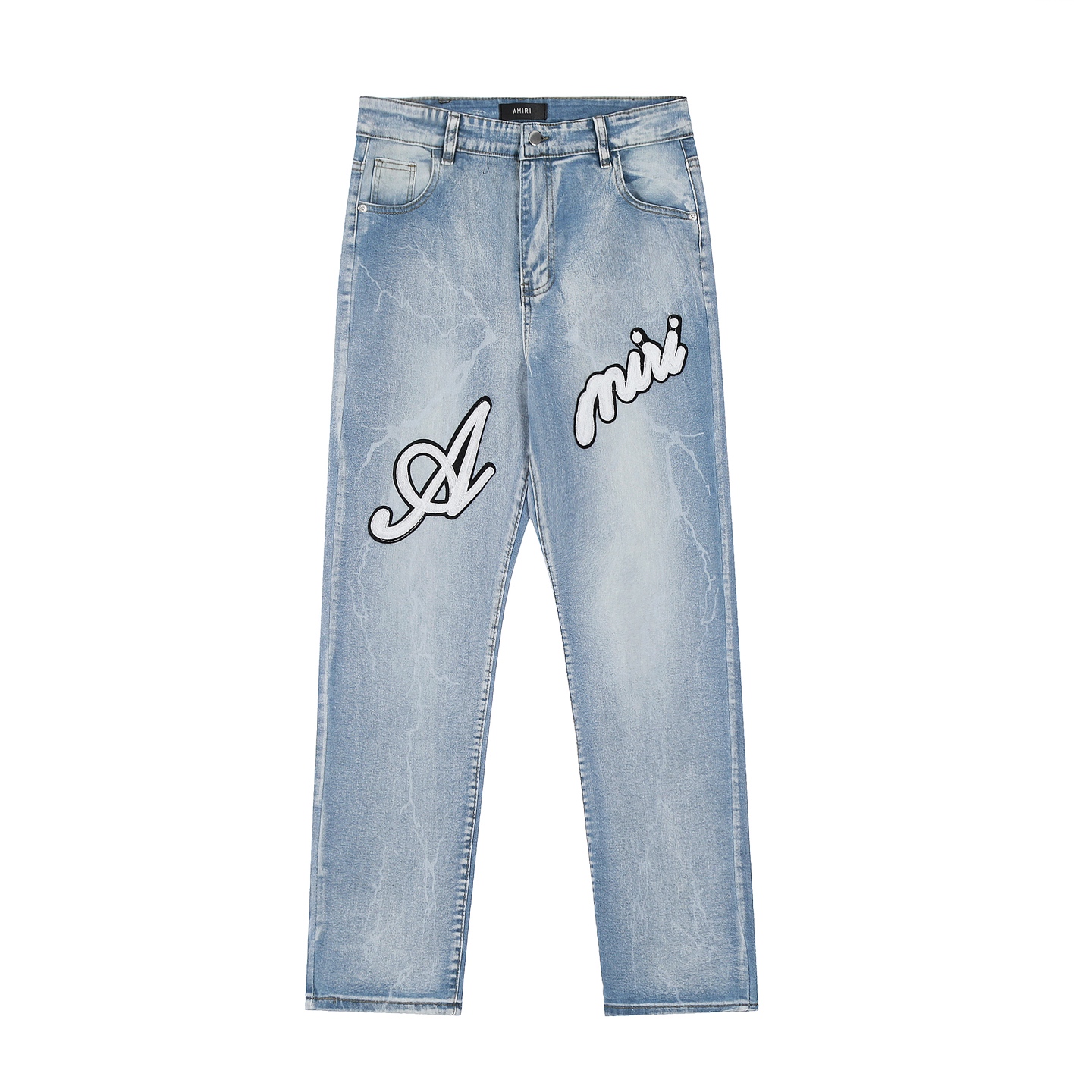 AMIRI Embroidered Jeans and Pants: Soft, Comfortable, Hand-Coded Custom Logo Buttons - 图片 2