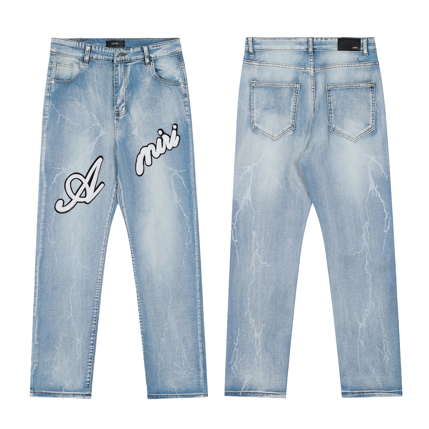 AMIRI Embroidered Jeans and Pants: Soft, Comfortable, Hand-Coded Custom Logo Buttons