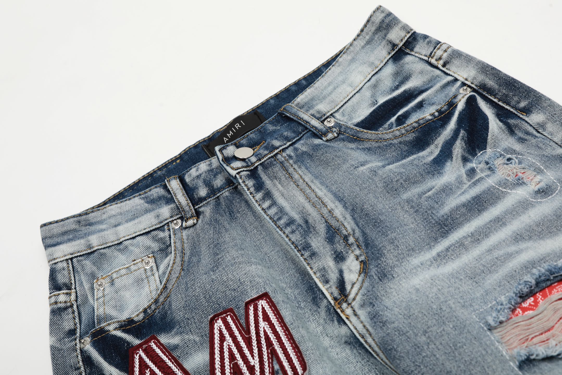 Trendy AMIRI Embroidered Jeans and Pants in Picture Color, Sizes 30-36 - 图片 4