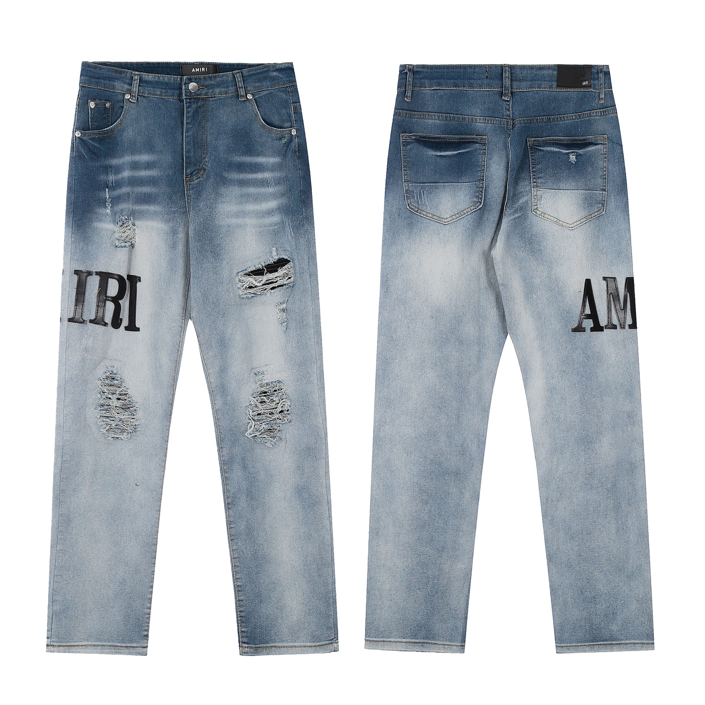 “AMIRI Embroidered Jeans: Soft, Comfortable Tailored Pants in Picture Color (Sizes 30-36)”