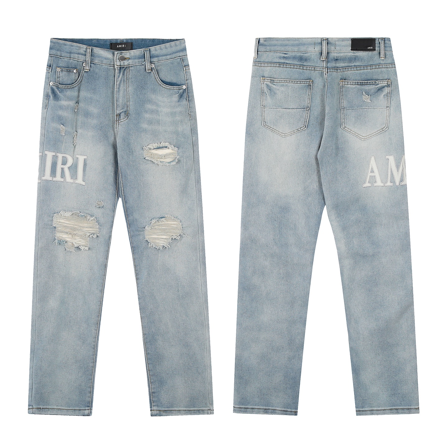 “AMIRI Embroidered Jeans and Pants: Soft, Comfortable, Hand-Coded Tailoring in Blue”