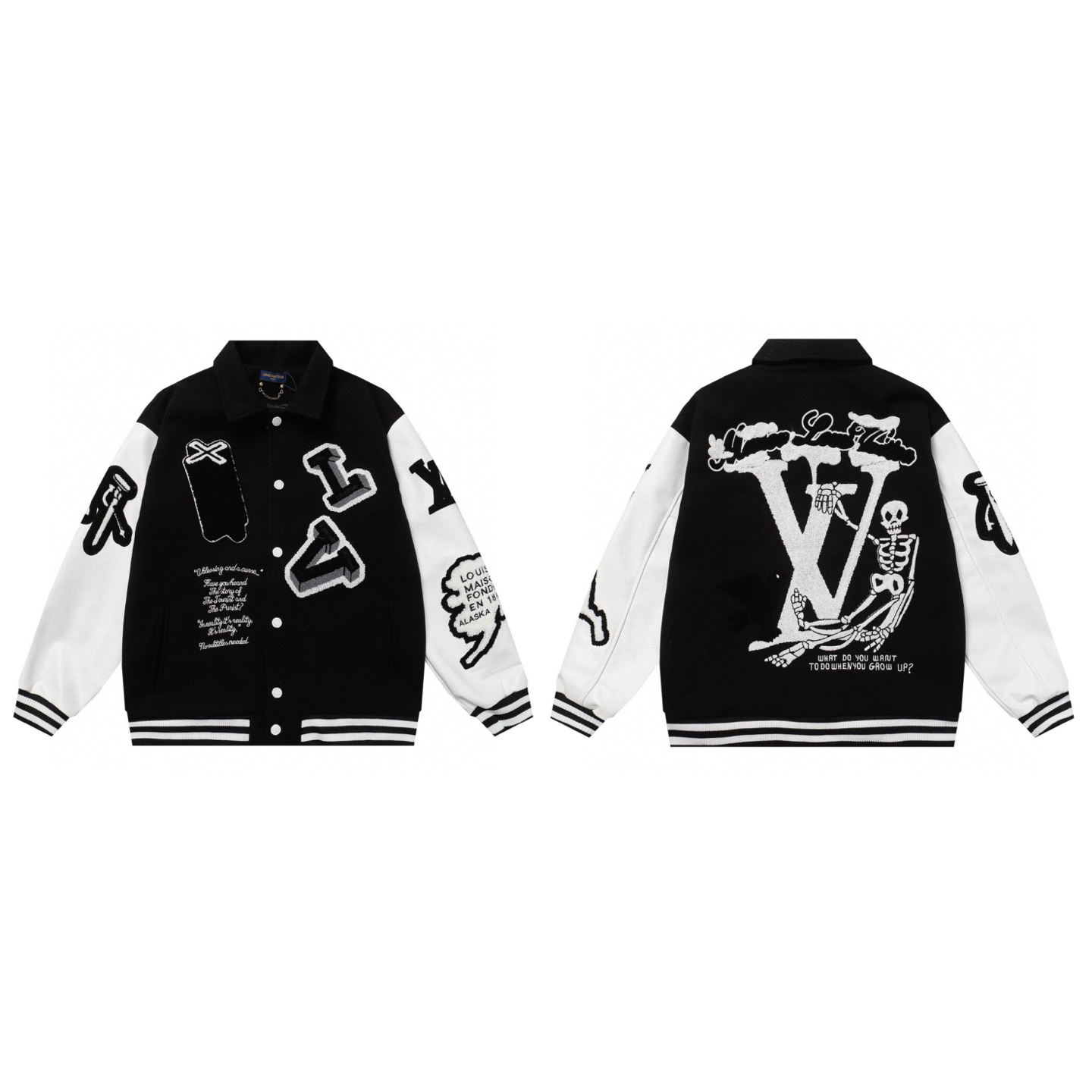 Louis Vuitton y Louis Vuitton Uniforme de béisbol del Mago de Oz 700 g Material de nailon de alto peso Cuero de mano gr…