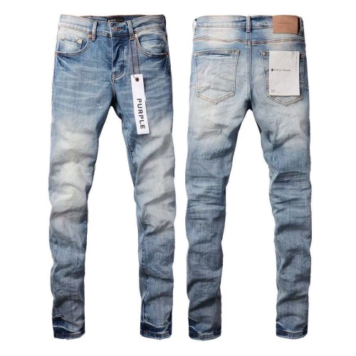 Purple Brand P138 Distressed Denim Jeans - Slim Fit, Blue Wash, Modern Style 1 Purple Brand P138 Distressed Denim Jeans - Slim Fit, Blue Wash, Modern Style