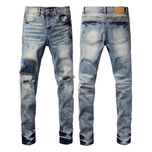 Ripped Jeans for Men Straight Fit Denim Pants Distressed Fashion Trousers
